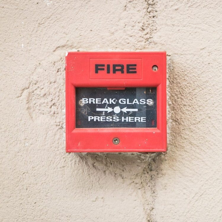 Break glass emergency fire alarm